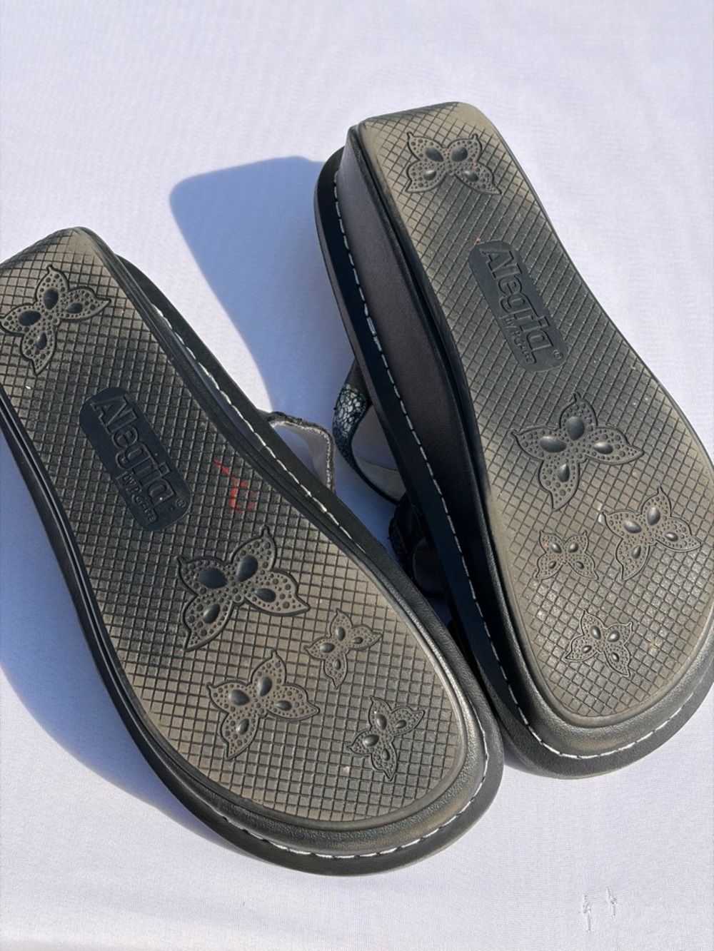 Alegria Iridescent Deep Sea Blue Sparkle Slide Sandals Dinah 38 - Picture 5 of 6